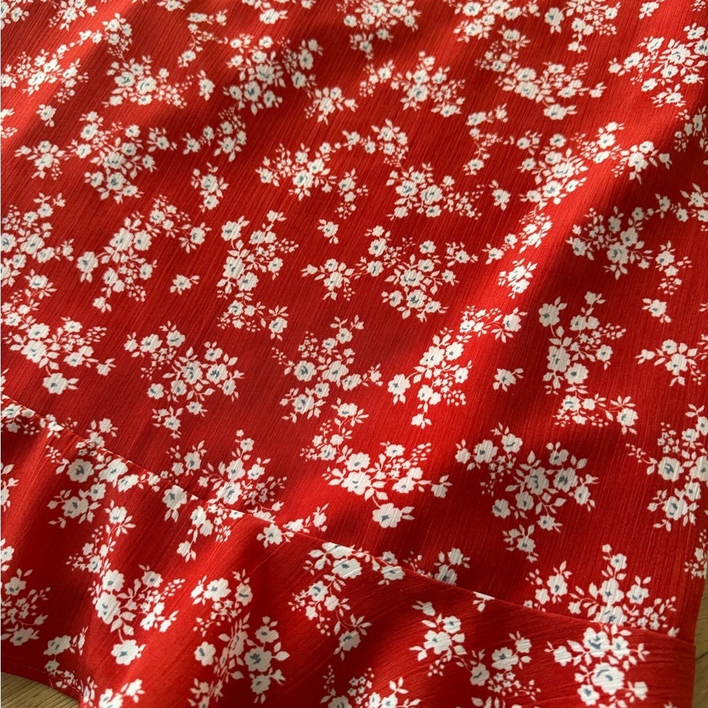 Acoa Ruffled Floral Red Dress Small - Picture 3 of 8